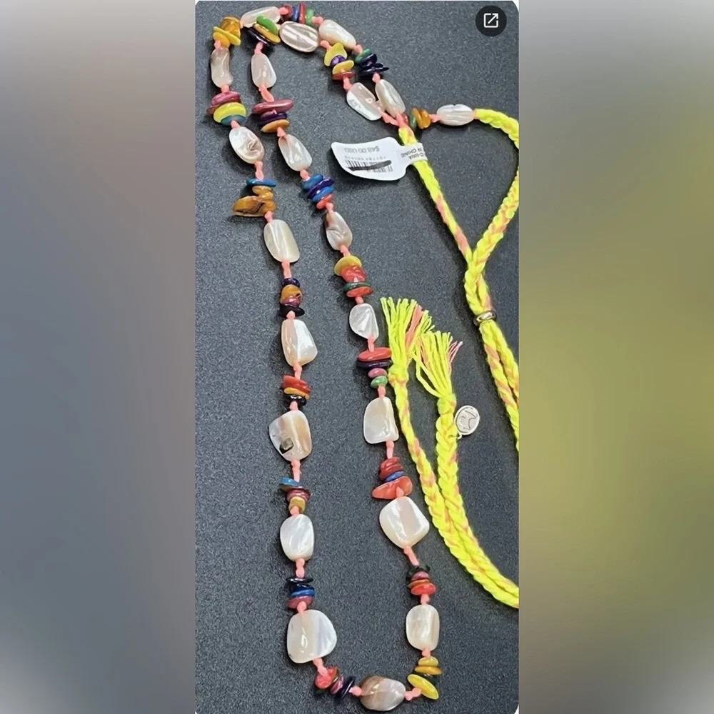 Free People X Ariana Ost “At The Market” Necklace ~ Neon Yellow/Orange; NWT - Picture 4 of 16